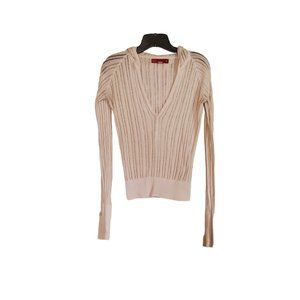 SO Junior's Cream Colored Hooded Knit Partial Button Up Pullover Sweater Sz L